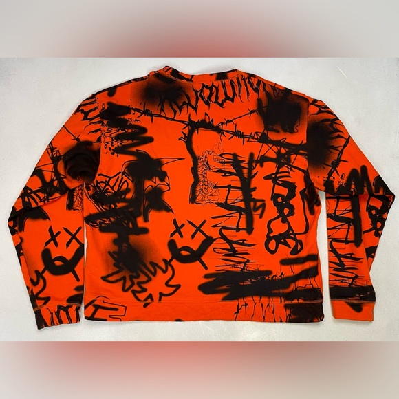 Jaded London Graffiti All Over Print Crewneck Sweatshirt Men Large Orange - Picture 3 of 6